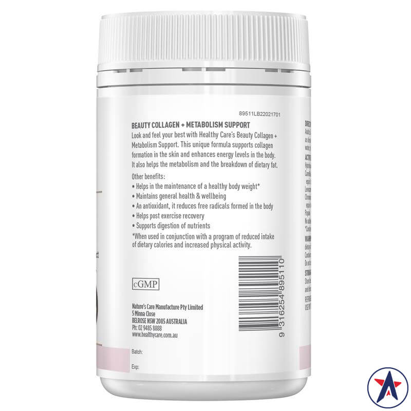 Bột collagen hỗ trợ trao đổi chất Healthy Care Beauty Collagen + Metabolism Support 120g