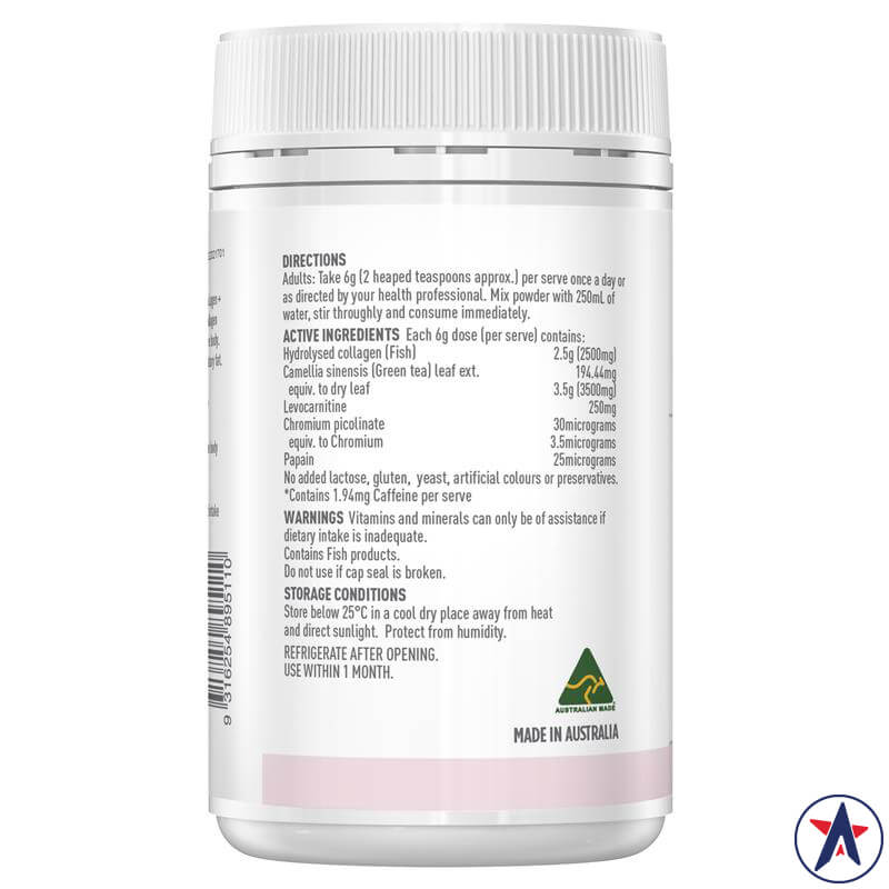 Bột collagen hỗ trợ trao đổi chất Healthy Care Beauty Collagen + Metabolism Support 120g