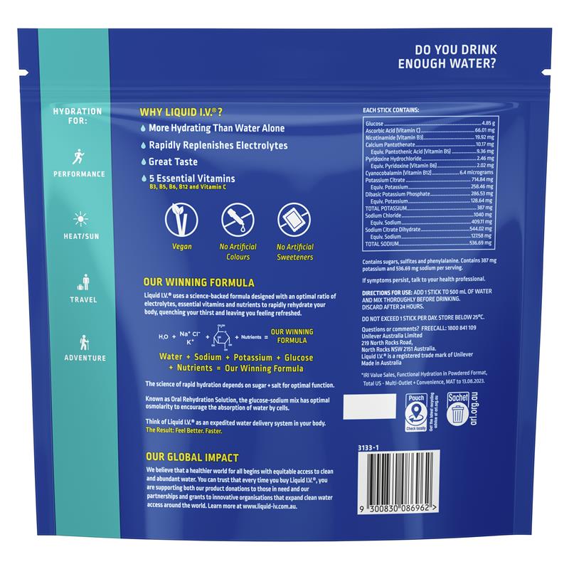 Bột uống bù điện giải vị dâu Liquid IV Hydration Strawberry