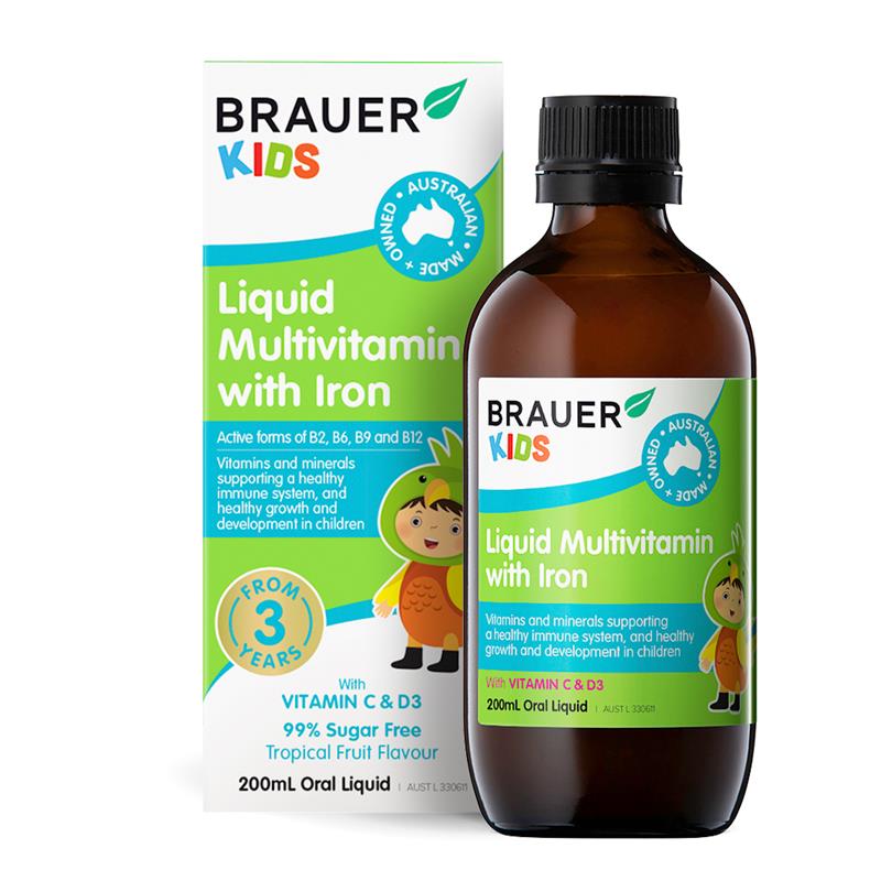 Vitamin tổng hợp Brauer Kids Liquid Multivitamin with Iron 200ml