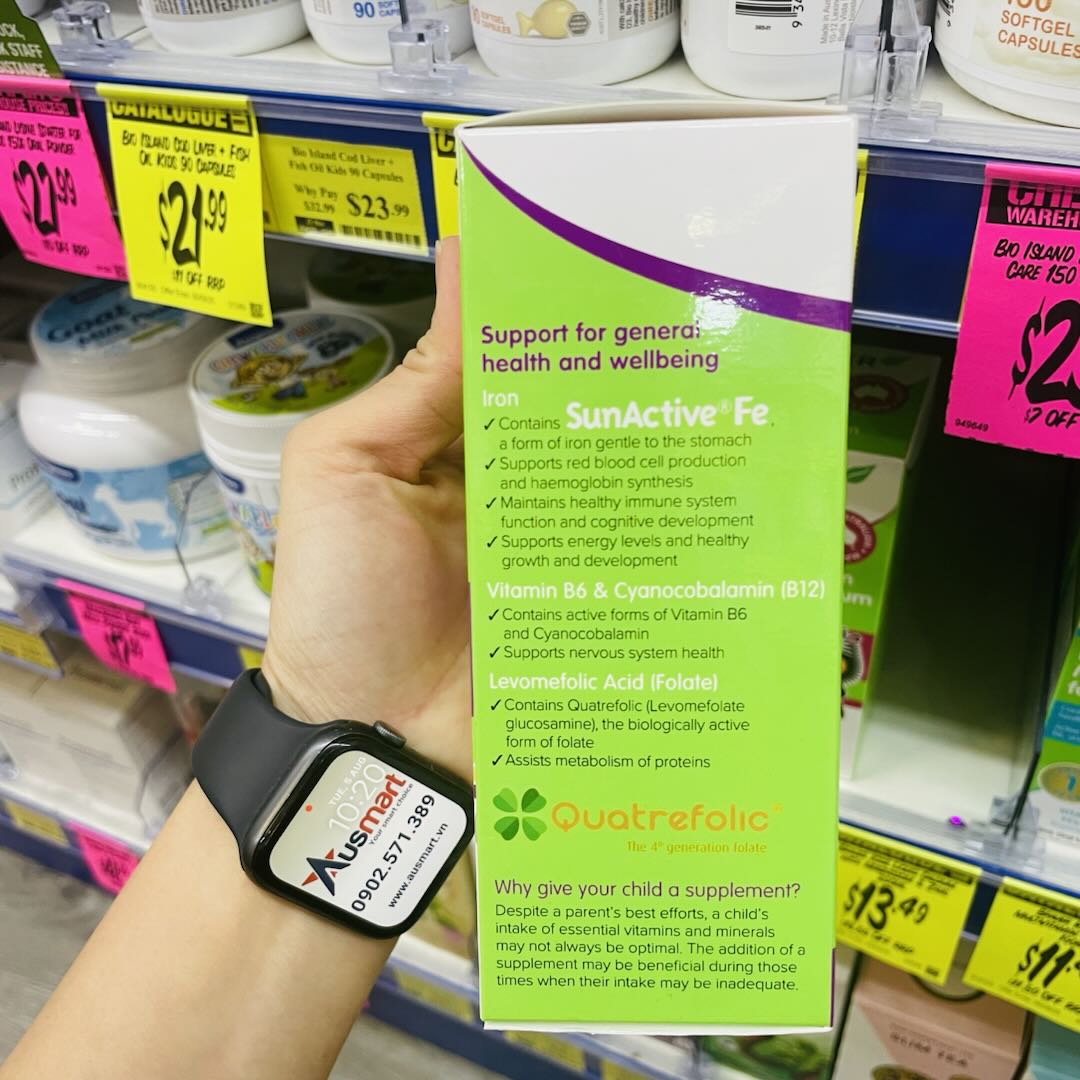 Sắt dạng nước kèm Vitamin B cho trẻ Brauer Kids Liquid Iron 200ml