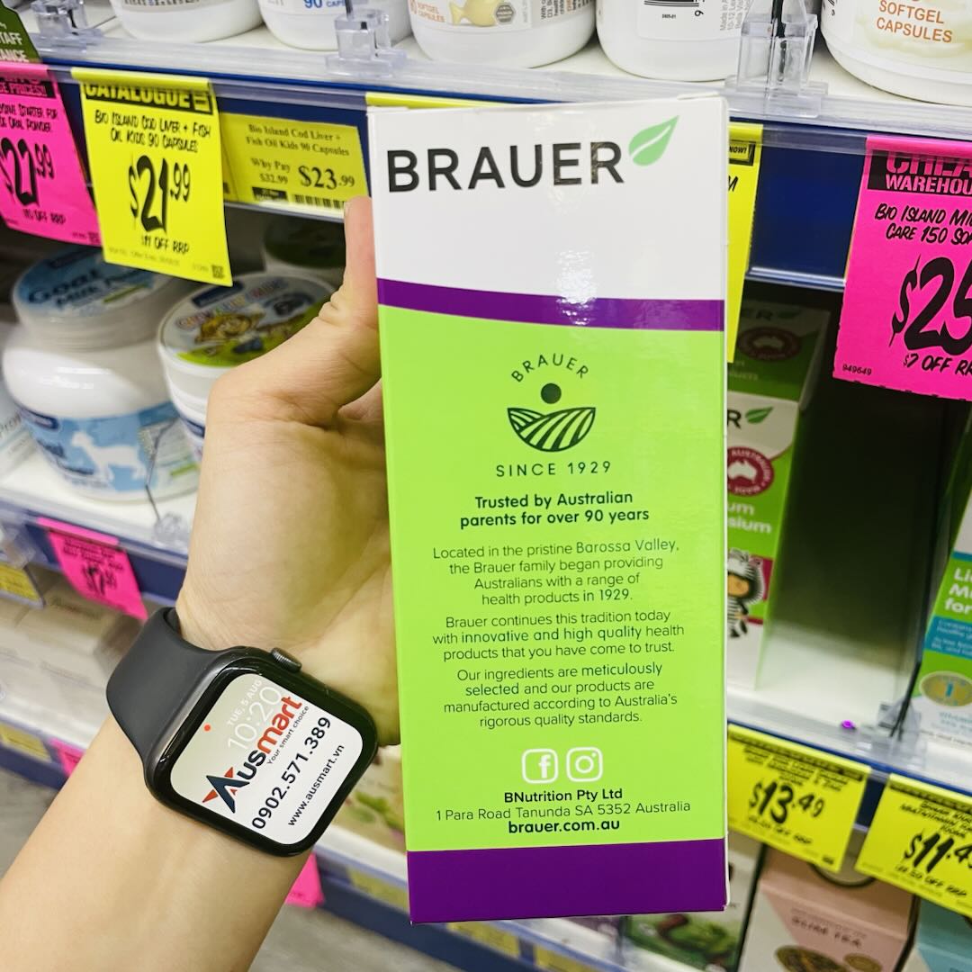 Sắt dạng nước kèm Vitamin B cho trẻ Brauer Kids Liquid Iron 200ml