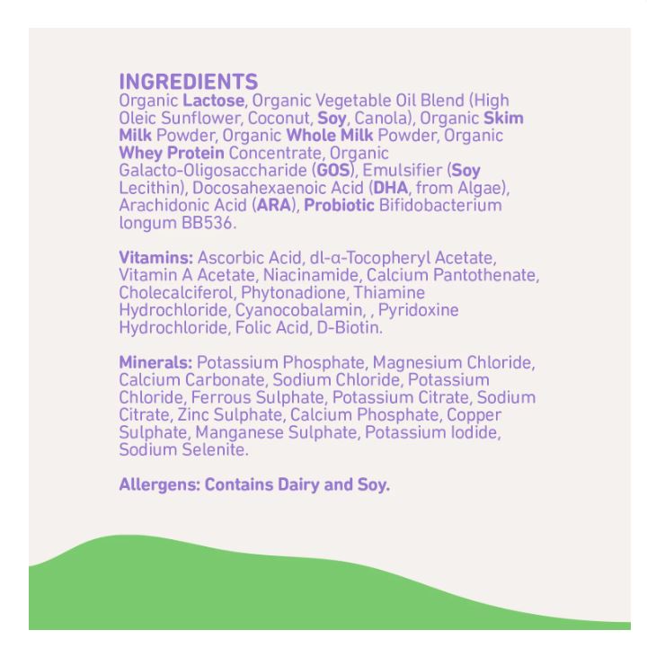 Sữa Bubs Organic số 2 Grass Fed Follow On 800g cho trẻ 6-12 tháng