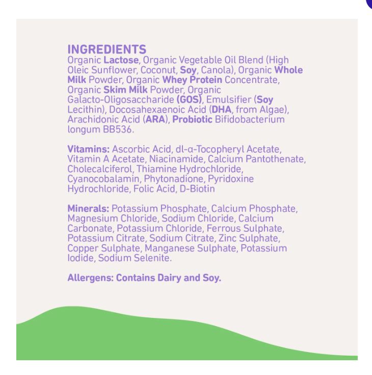 Sữa Bubs Organic số 1 Grass Fed Infant 800g cho trẻ từ 0-6 tháng