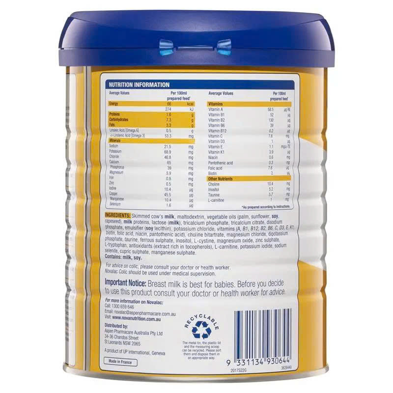 Sữa Novalac AC Anti Colic Infant 800g cho trẻ từ 0-12 tháng