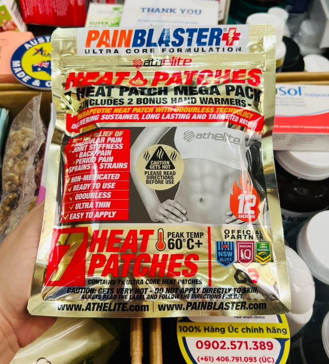 Miếng dán giữ ấm giảm đau Athelite Heat Patches Regular 7 miếng (13cm x 10cm)