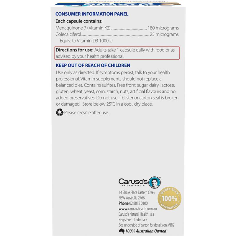 Viên uống Caruso's Vitamin K2 + D3