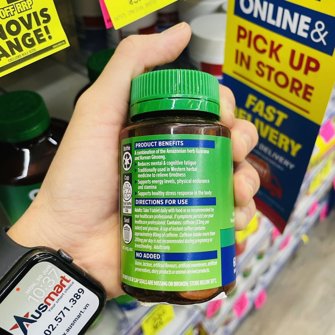 Viên uống tăng năng lượng Cenovis Guarana + Ginseng