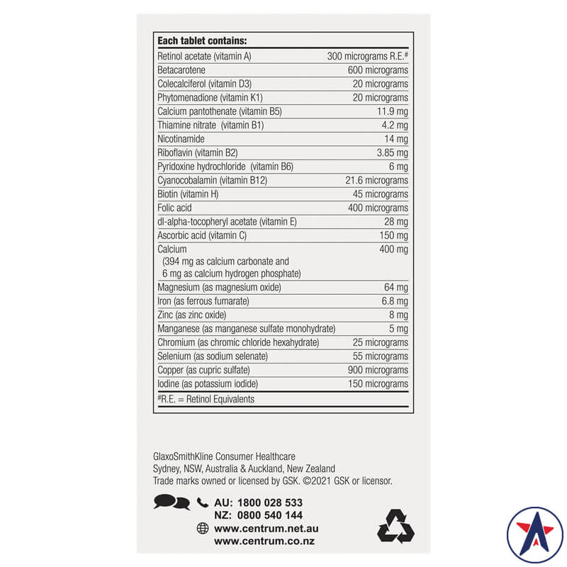 Centrum Vitamins For Women cho nữ dưới 50 tuổi của Úc 90 viên | Thương hiệu Úc