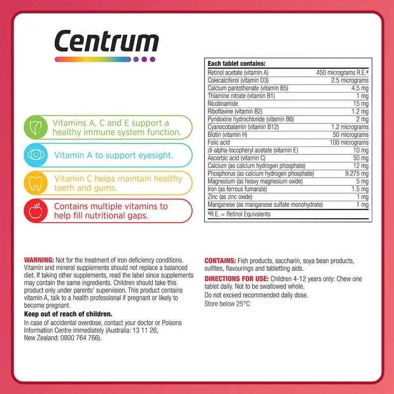 Centrum Kids Strawberry Multi Vitamin tổng hợp cho bé 60 viên