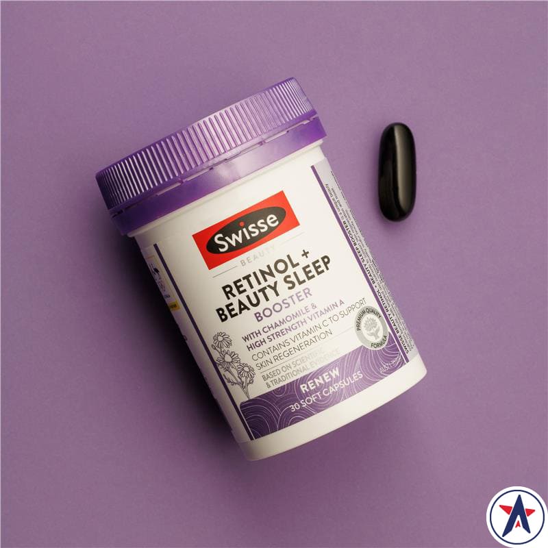 Chăm sóc da khi ngủ Swisse Beauty Retinol + Beauty Booster 30 viên