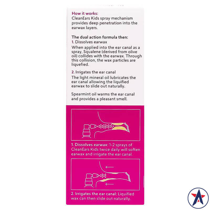 Clean Ears Kids Ear Wax Removal Spray vệ sinh tai cho trẻ 30ml