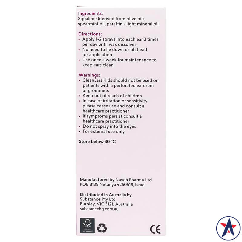 Clean Ears Kids Ear Wax Removal Spray vệ sinh tai cho trẻ 30ml