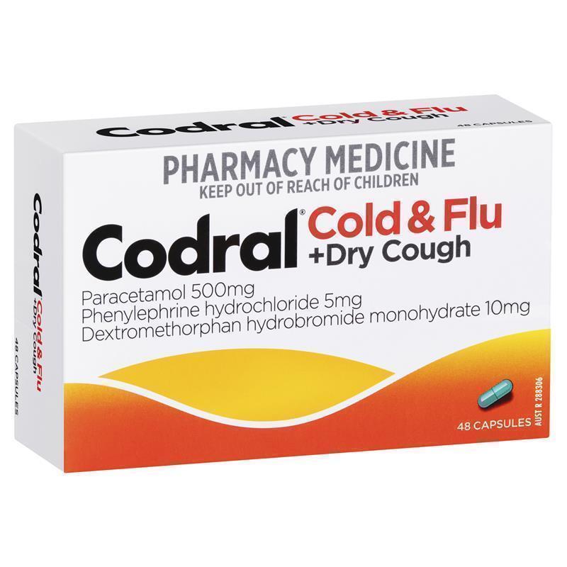 Viên uống trị cảm cúm & ho khan Codral Cold & Flu + Dry Cough