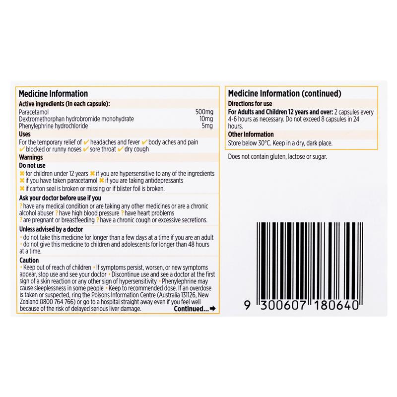 Viên uống trị cảm cúm & ho khan Codral Cold & Flu + Dry Cough