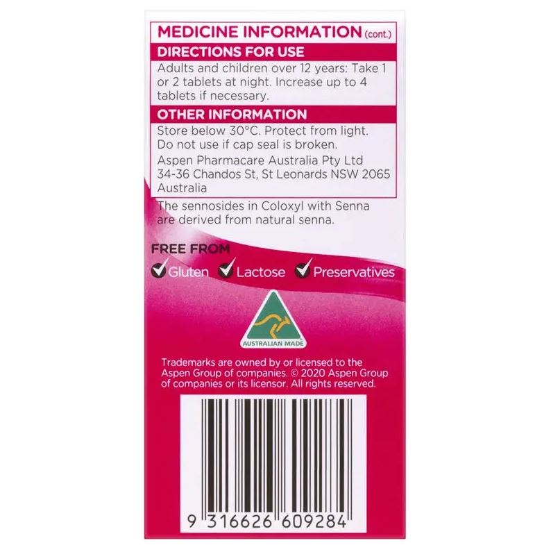 Viên uống nhuận tràng Coloxyl With Senna
