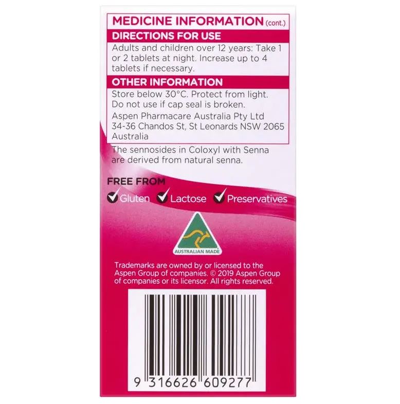Viên uống nhuận tràng Coloxyl With Senna