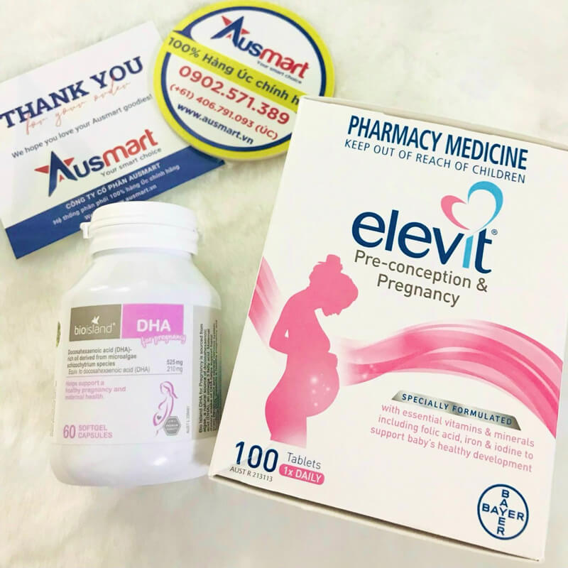 COMBO Elevit + DHA bầu cho mẹ bầu mang thai