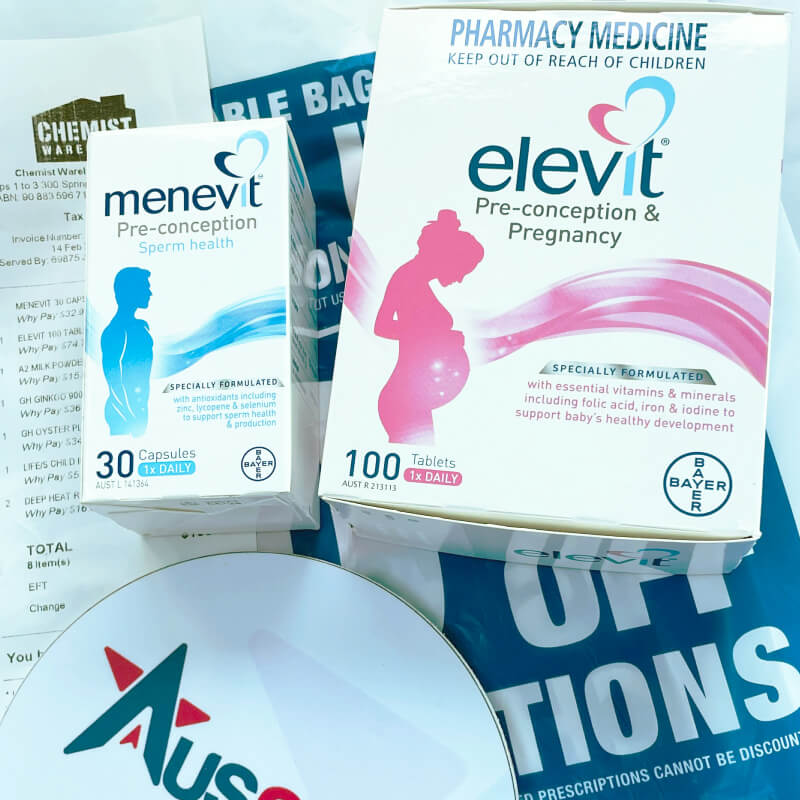 COMBO Elevit + Menevit cho bố mẹ chuẩn bị mang thai | Sản phẩm chính hãng Úc