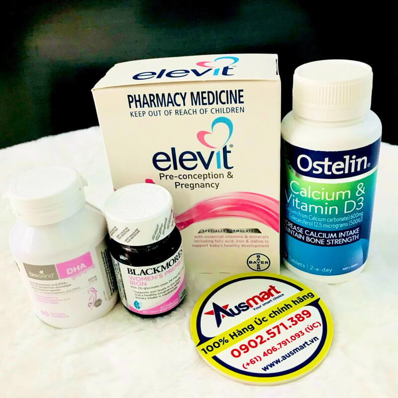 Combo Vitamin & Khoáng chất tổng hợp cho mẹ Bầu (Elevit + DHA + Canxi + Sắt)