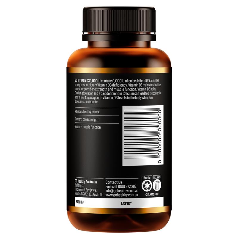 Viên uống giúp xương khỏe mạnh GO Healthy Go Vitamin D3 1000IU 150 viên