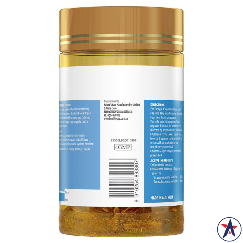 Dầu cá hàm lượng cao Healthy Care Triple Strength Fish Oil 150 viên