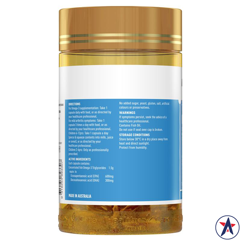 Dầu cá hàm lượng cao Healthy Care Triple Strength Fish Oil 150 viên