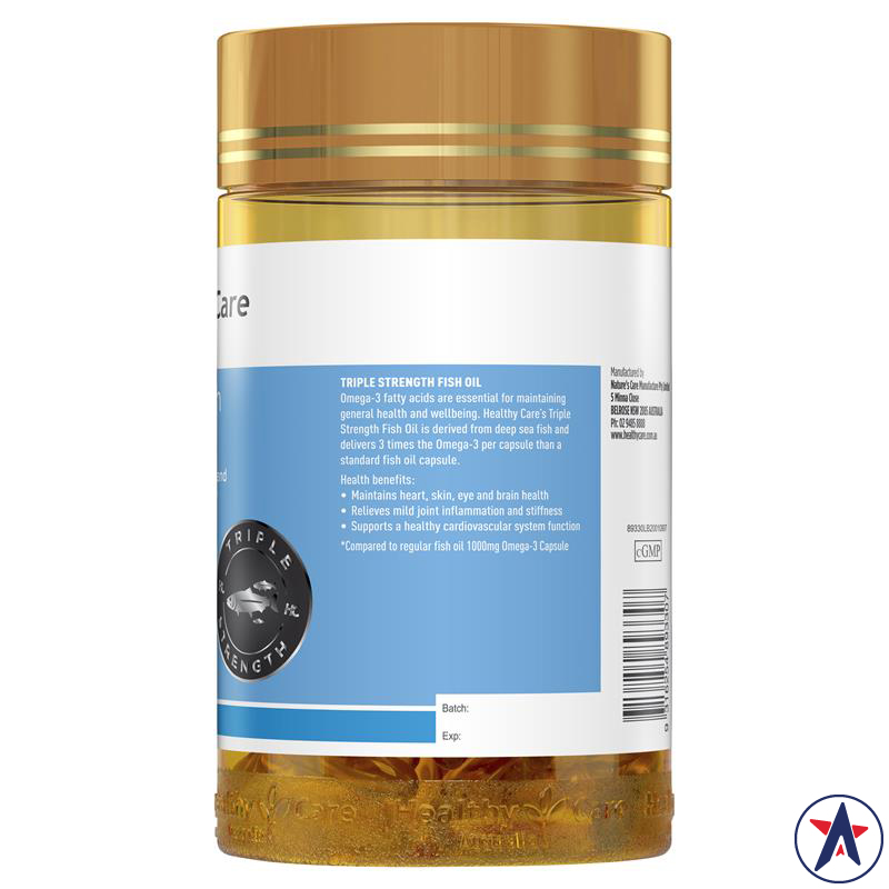 Dầu cá hàm lượng cao Healthy Care Triple Strength Fish Oil 150 viên