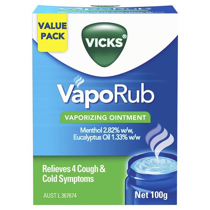 Dầu ấm ngực Vicks VapoRub Ointment Decongestant Chest Rub 100g | Chất lượng đảm bảo từ Úc