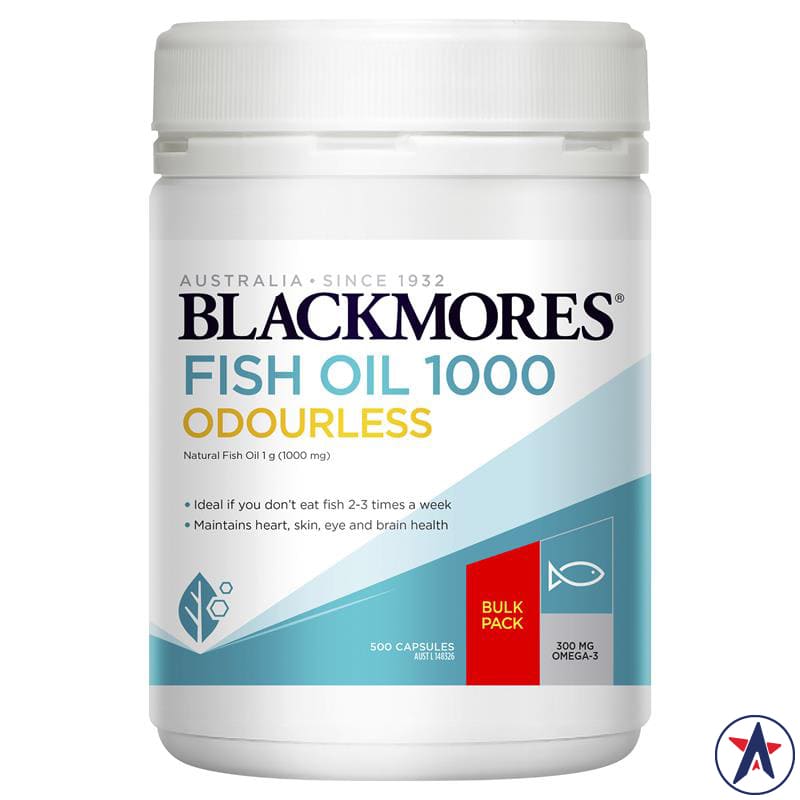 Dầu cá Blackmores không mùi Odourless Omega-3 Fish Oil 1000mg 500 viên | Nhập khẩu chính hãng từ Úc
