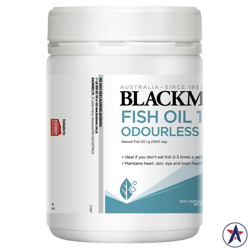 Dầu cá Blackmores không mùi Odourless Omega-3 Fish Oil 1000mg 500 viên | Sản phẩm Úc chính hãng