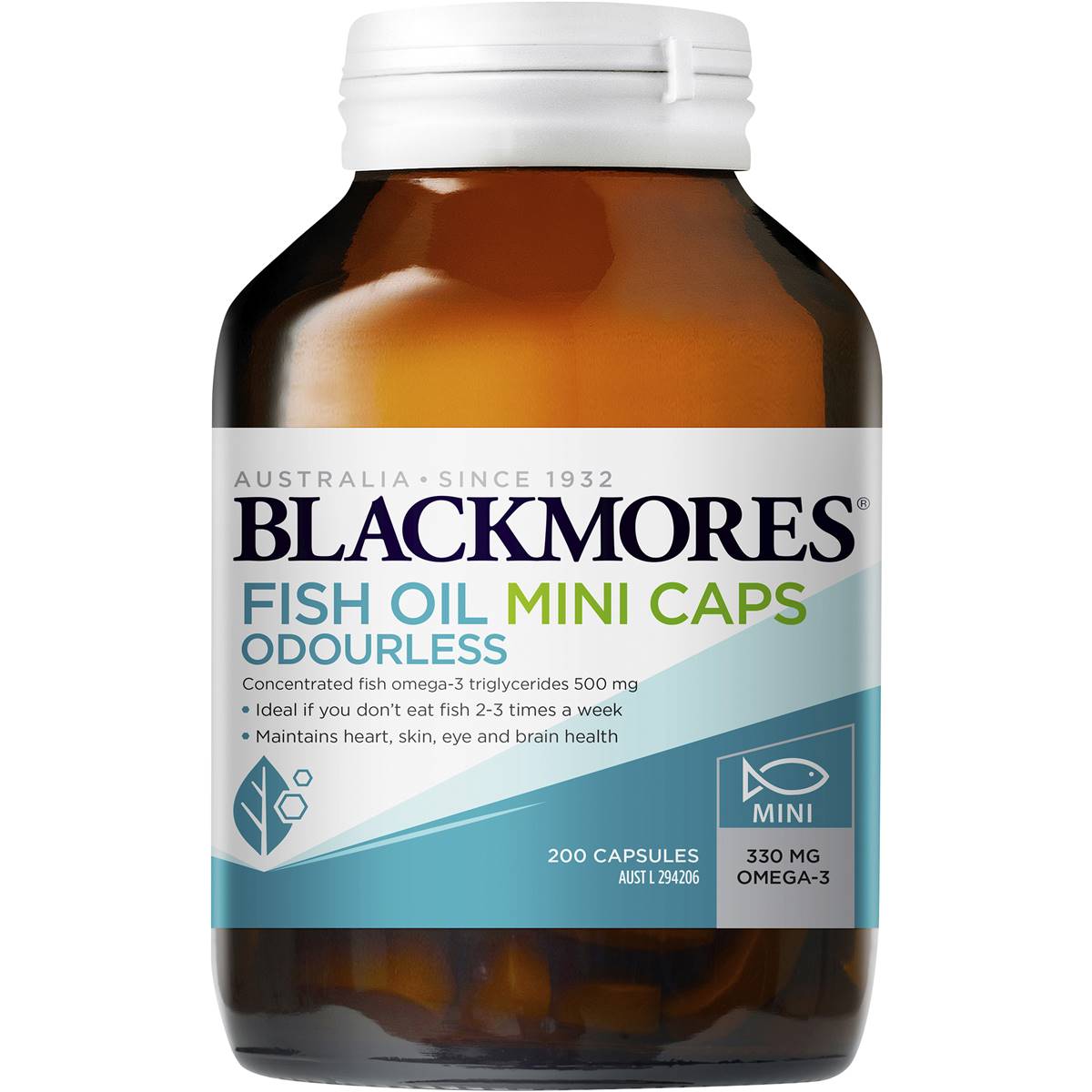 Dầu cá không mùi Blackmores Odourless Fish Oil Mini Caps 200 viên | Sản phẩm Úc chính hãng