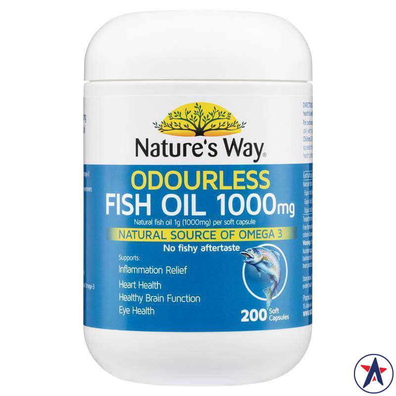 Dầu cá không mùi Nature's Way Fish Oil 1000mg của Úc 200 viên | Hàng xách tay Úc chính hãng