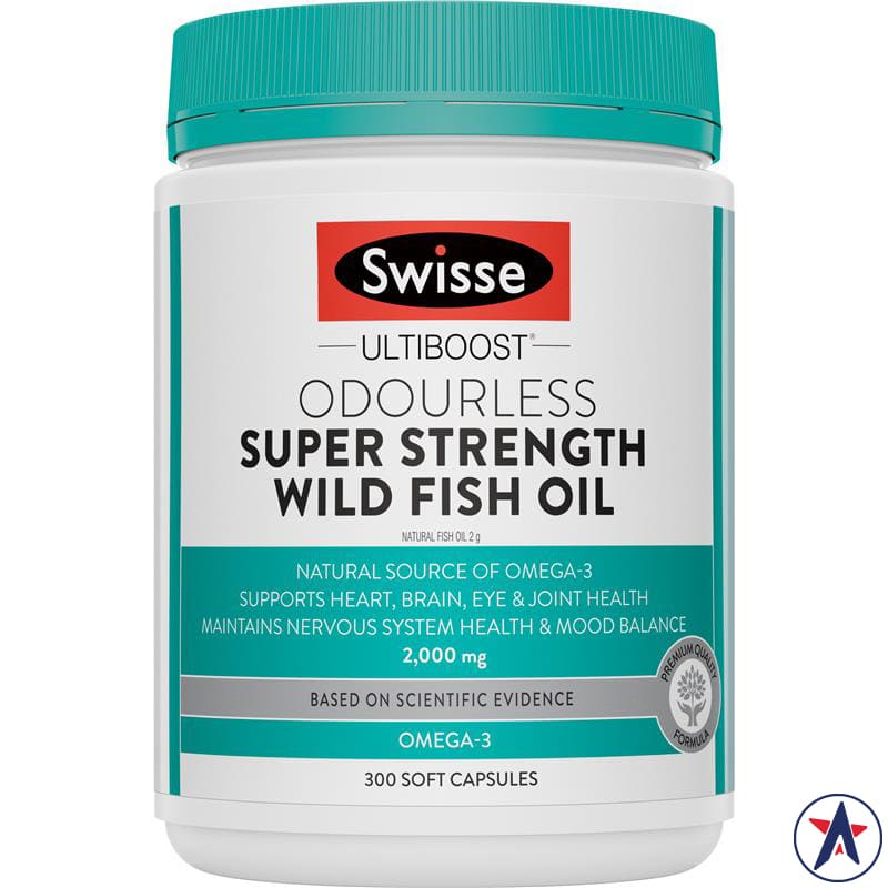 Dầu cá Swisse Odourless Super Strength Wild Fish Oil 2000mg 300 viên | Mua hàng Úc tại Ausmart