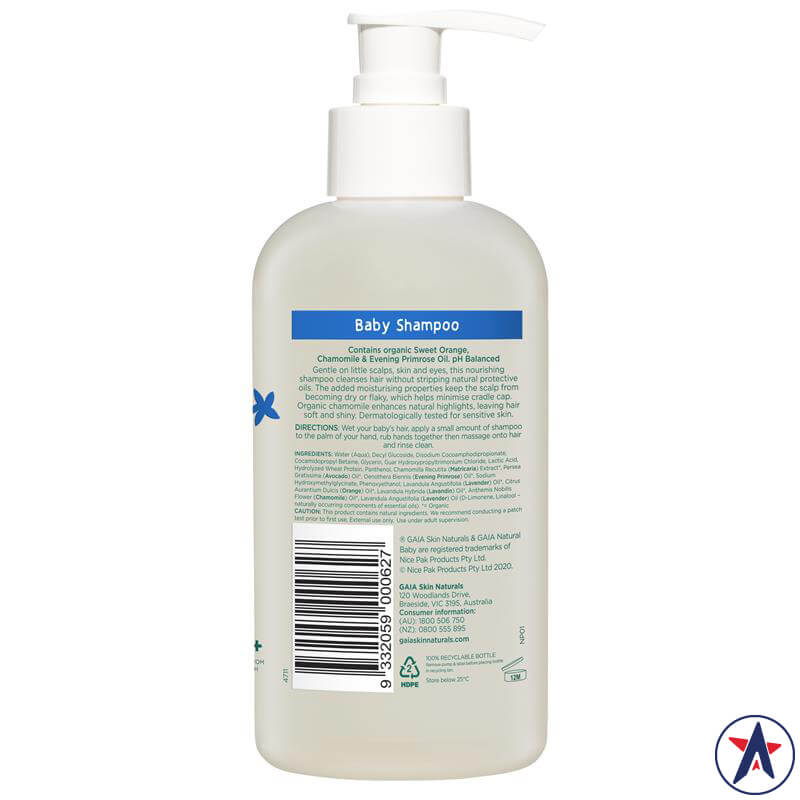 Dầu gội cho bé Gaia Natural Organic Baby Shampoo 375ml