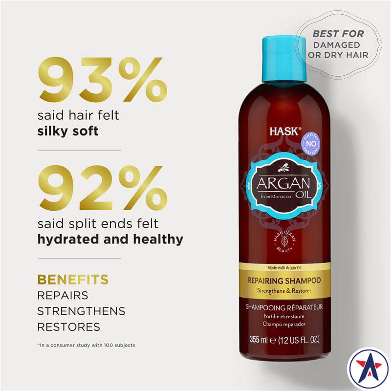 Dầu gội phục hồi tóc Hask Argan Oil Repairing Shampoo 355ml