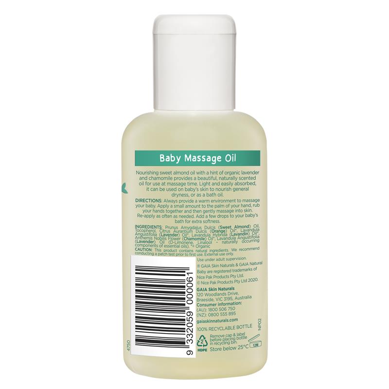 Dầu massage thư giãn cho bé Gaia Natural Baby Massage Oil 125ml | Thương hiệu Úc chính hãng