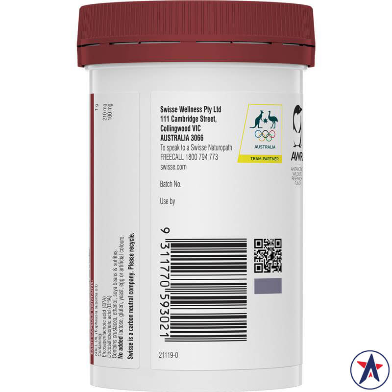 Dầu nhuyễn thể Swisse High Strength Deep Sea Krill Oil 1000mg 60 viên