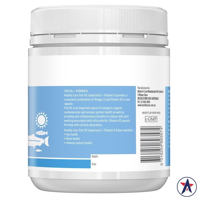 Dầu Omega 3 Healthy Care Fish Oil + Vitamin D 200 viên