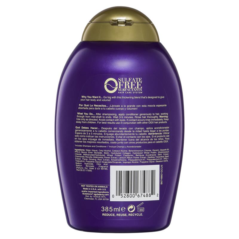 Dầu xả làm dầy tóc OGX Biotin Collagen XS Extra Conditioner 385ml | Thương hiệu Úc chính hãng
