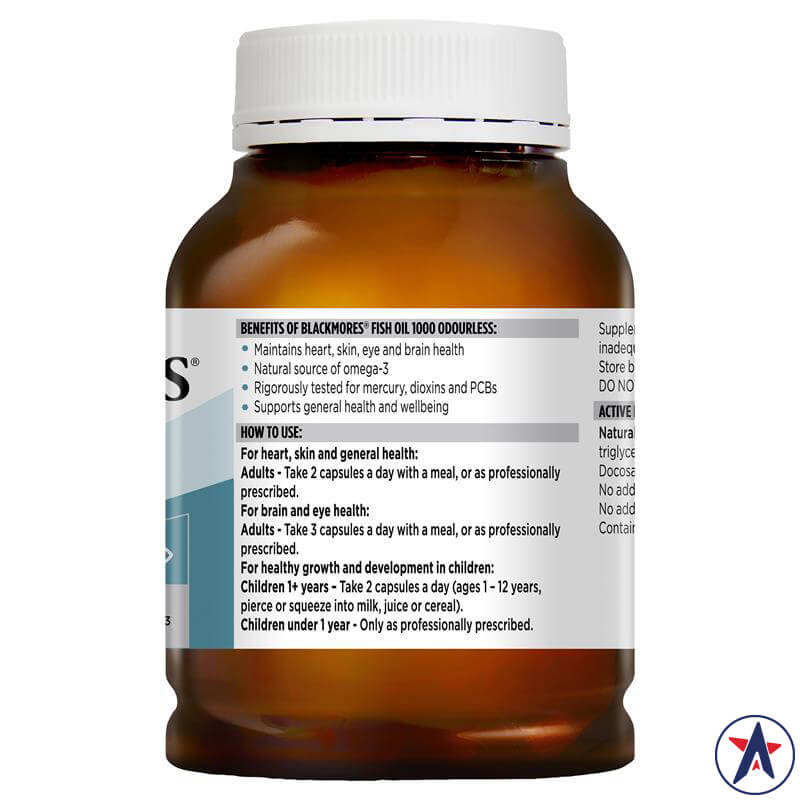 Dầu cá không mùi Blackmores Odourless Fish Oil 1000mg