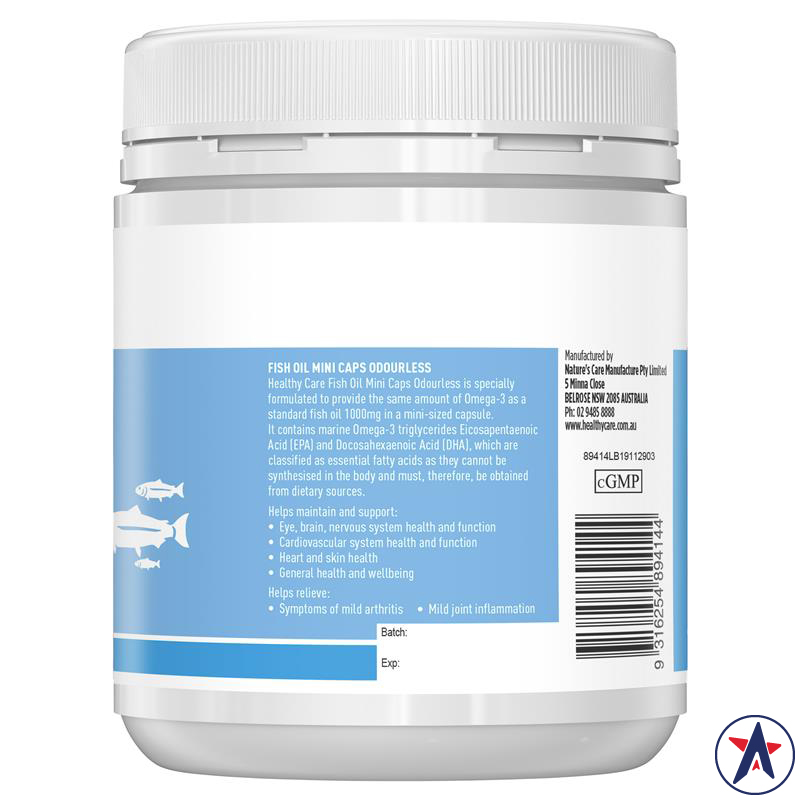 Dầu cá không mùi viên nhỏ Healthy Care Fish Oil Mini Caps Odourless