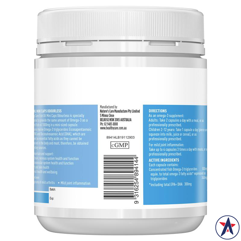 Dầu cá không mùi viên nhỏ Healthy Care Fish Oil Mini Caps Odourless