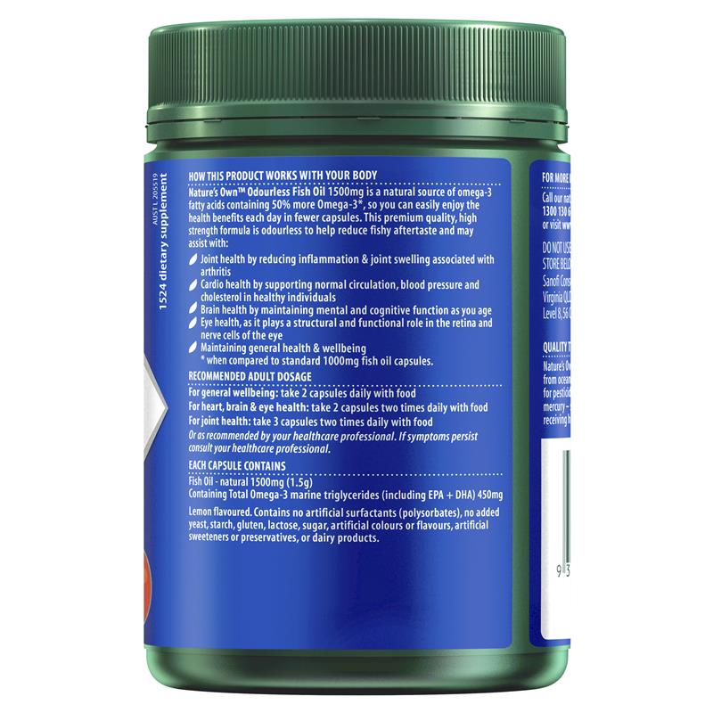 Dầu cá không mùi Nature's Own Odourless Fish Oil 1500mg