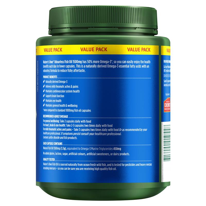 Dầu cá không mùi Nature's Own Odourless Fish Oil 1500mg