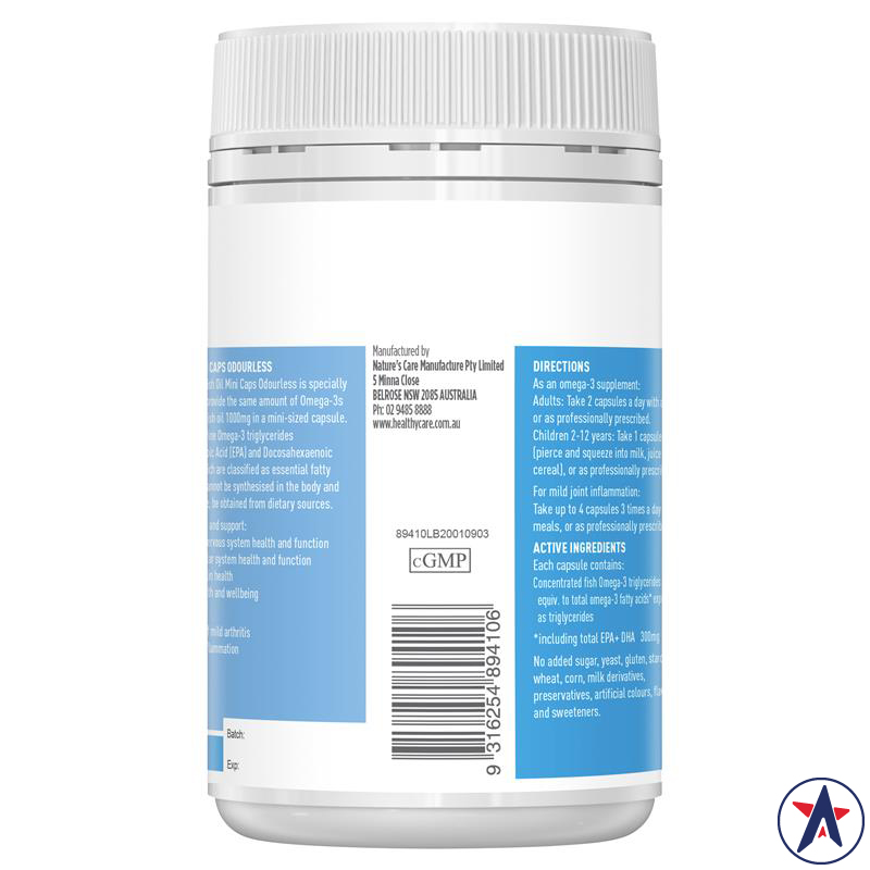 Dầu cá không mùi viên nhỏ Healthy Care Fish Oil Mini Caps Odourless