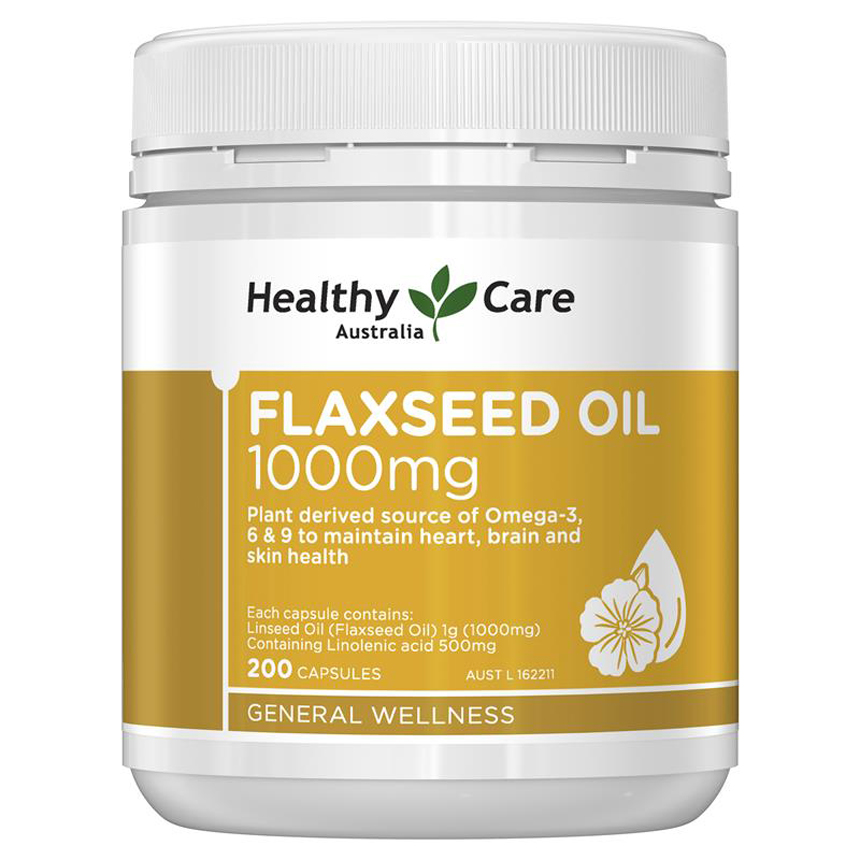 Dầu hạt lanh Healthy Care Super Flaxseed Oil 1000mg 200 viên | Hàng xách tay Úc