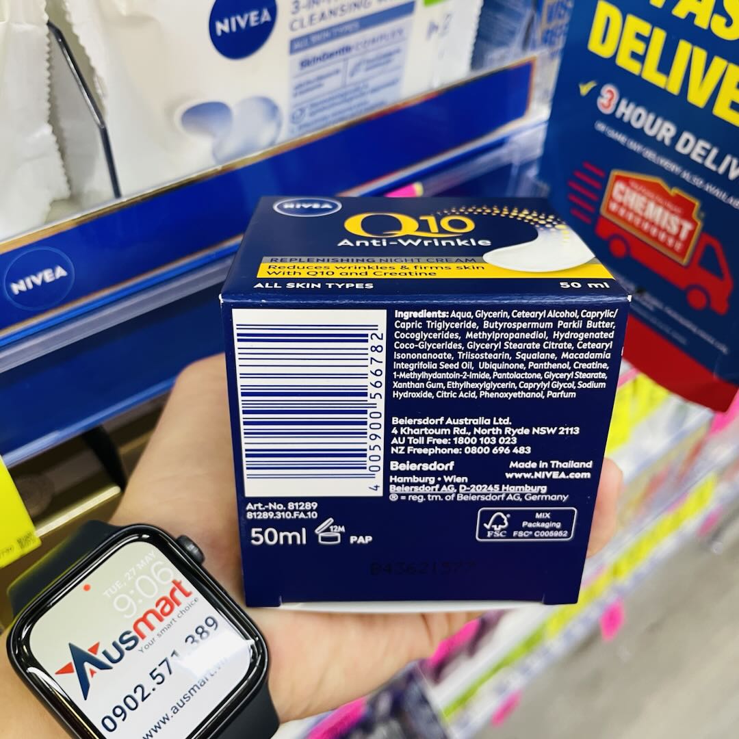 Kem dưỡng da NIVEA Q10 Anti-Wrinkle Night Cream chống nhăn