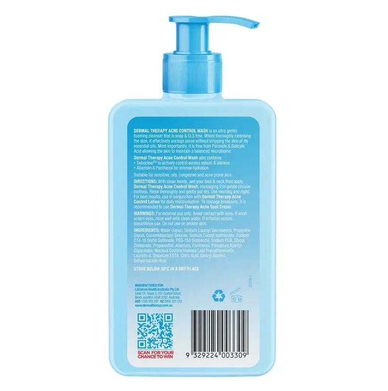 Sữa rửa mặt trị mụn Dermal Therapy Acne Control Wash 175ml