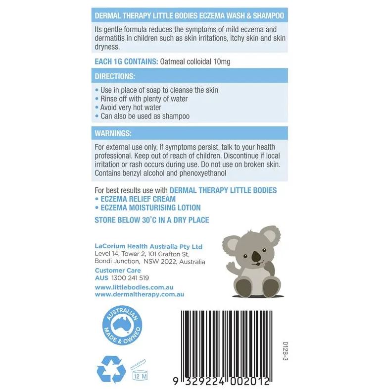Sữa tắm gội cho bé bị chàm sữa Dermal Therapy Little Bodies Eczema Wash & Shampoo 210ml